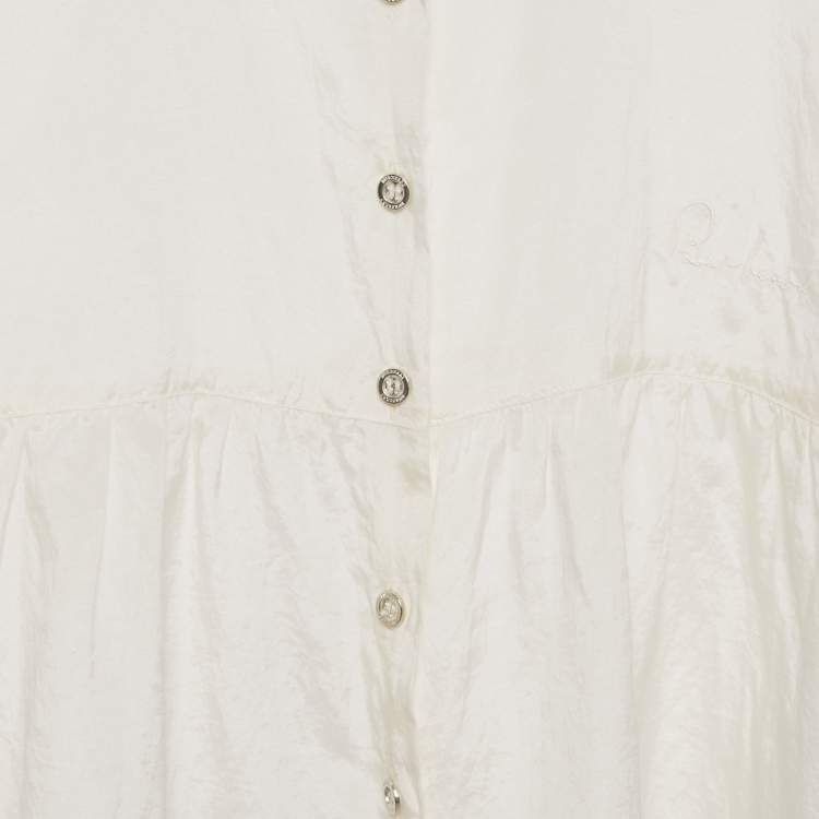 Pre Owned Burberry Kids White Silk and Cotton Button Front Top 16 Yrs
