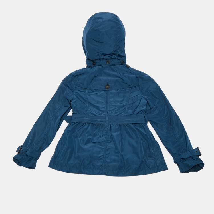 Pre Owned Burberry Children Blue Synthetic Trench Coat 8 Yrs 