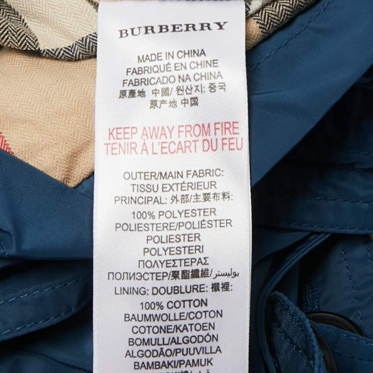 Pre Owned Burberry Children Blue Synthetic Trench Coat 8 Yrs 