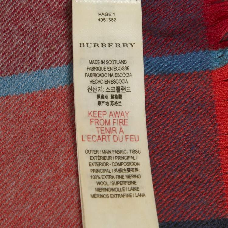 Pre Owned Burberry Children Red Checks Wool Scarf 