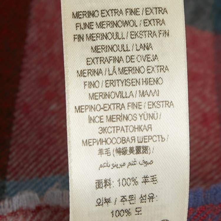 Pre Owned Burberry Children Red Checks Wool Scarf 