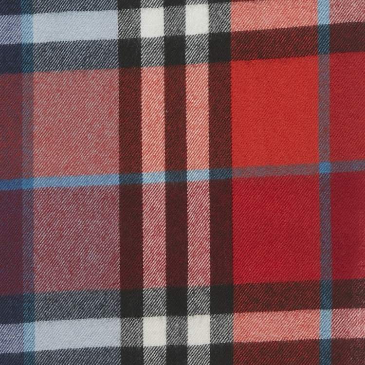 Pre Owned Burberry Children Red Checks Wool Scarf 