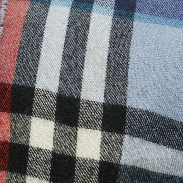 Pre Owned Burberry Children Red Checks Wool Scarf 