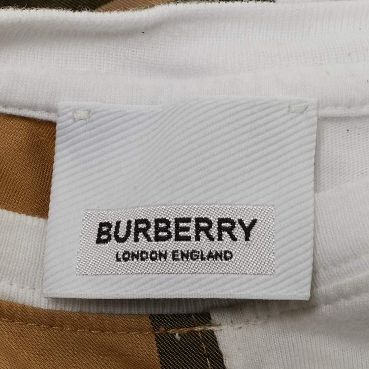 Pre Owned Burberry Kids White/Brown Checks Cotton Romper 6M