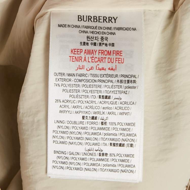 Pre Owned Burberry Beige Fleece Wool Little Girl's Brian Check Jacket 6 Yrs