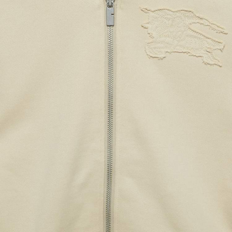 Pre Owned Burberry Beige Cotton Clyde EKD Zip Hoodie Size 8 Yrs