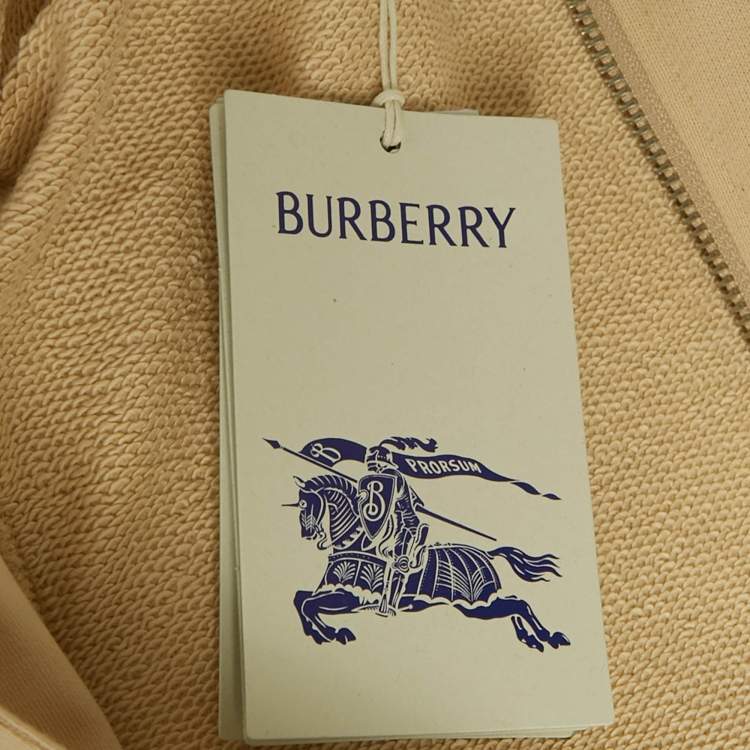 Pre Owned Burberry Beige Cotton Clyde EKD Zip Hoodie Size 8 Yrs