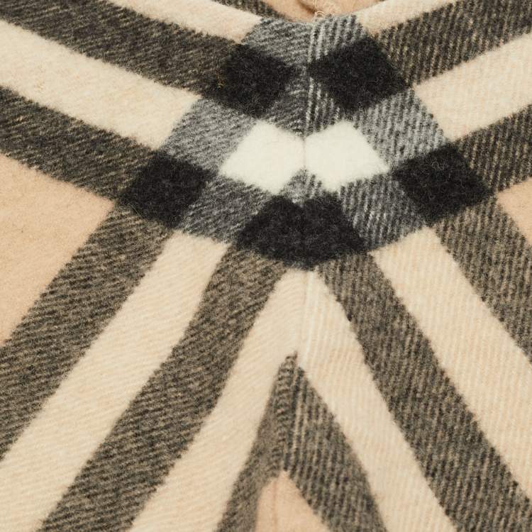Pre Owned Burberry Kids Beige Checks Wool Poncho One Size 