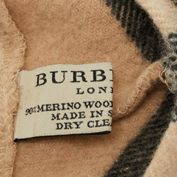 Pre Owned Burberry Kids Beige Checks Wool Poncho One Size 
