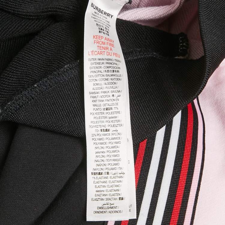 Pre Owned Burberry Kids Black/Pink Cotton Teddy Applique Joggers 6Yrs