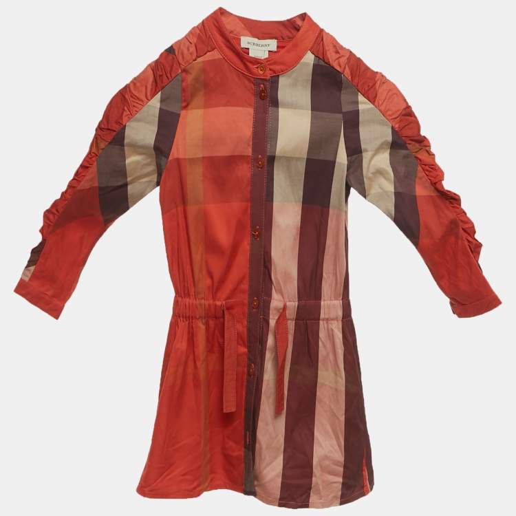 Pre Owned Burberry Kid Red Checks Cotton Shirt 3Yrs