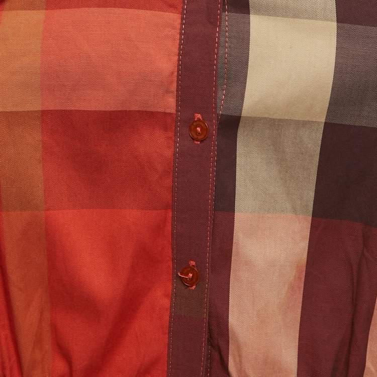 Pre Owned Burberry Kid Red Checks Cotton Shirt 3Yrs