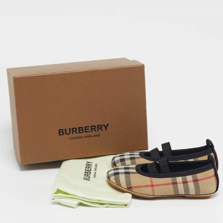 Pre Owned Burberry Size 24 Vintage Check Canvas Ballet Flats