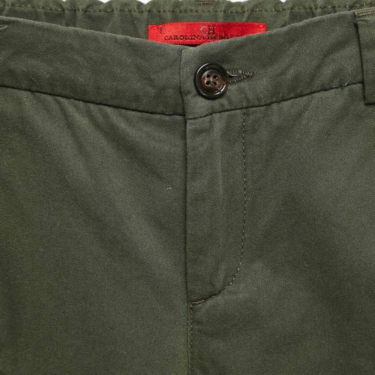 Pre Owned CH Carolina Herrera Khaki Green Cotton Utility Pants 6 Yrs