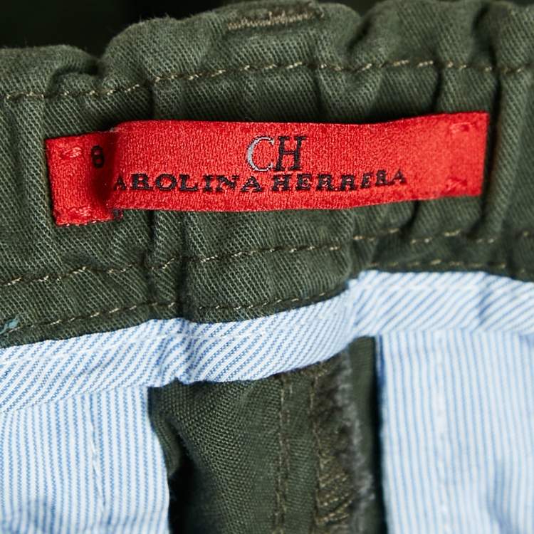 Pre Owned CH Carolina Herrera Kids Green Cotton Cargo Pants 8 Yrs