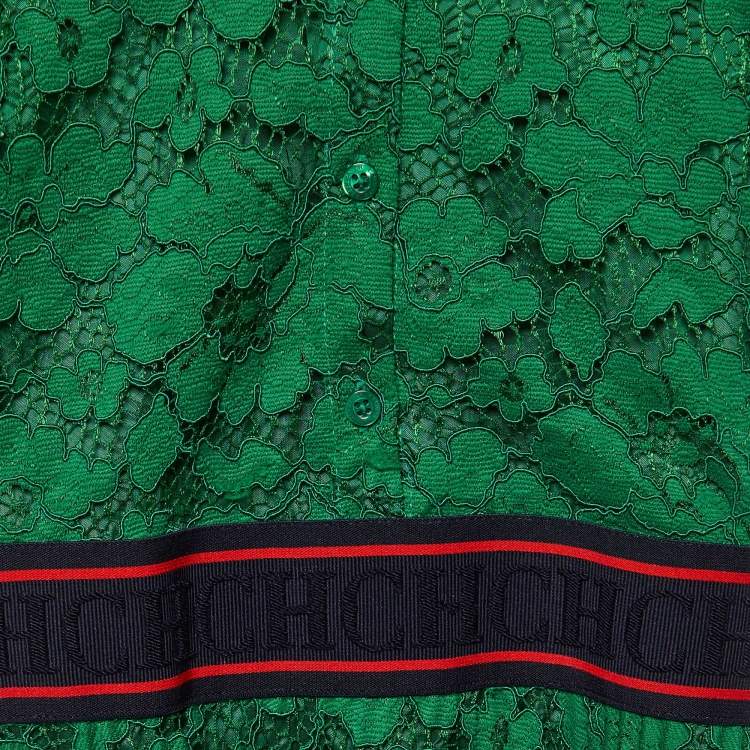 Pre Owned CH Carolina Herrera Kids Green Lace Pleated Dress Size 6 Yrs