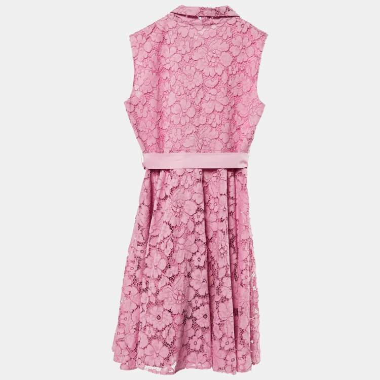 Pre Owned CH Carolina Herrera Kids Pink Lace Bow Detail Dress Size 10 Yrs