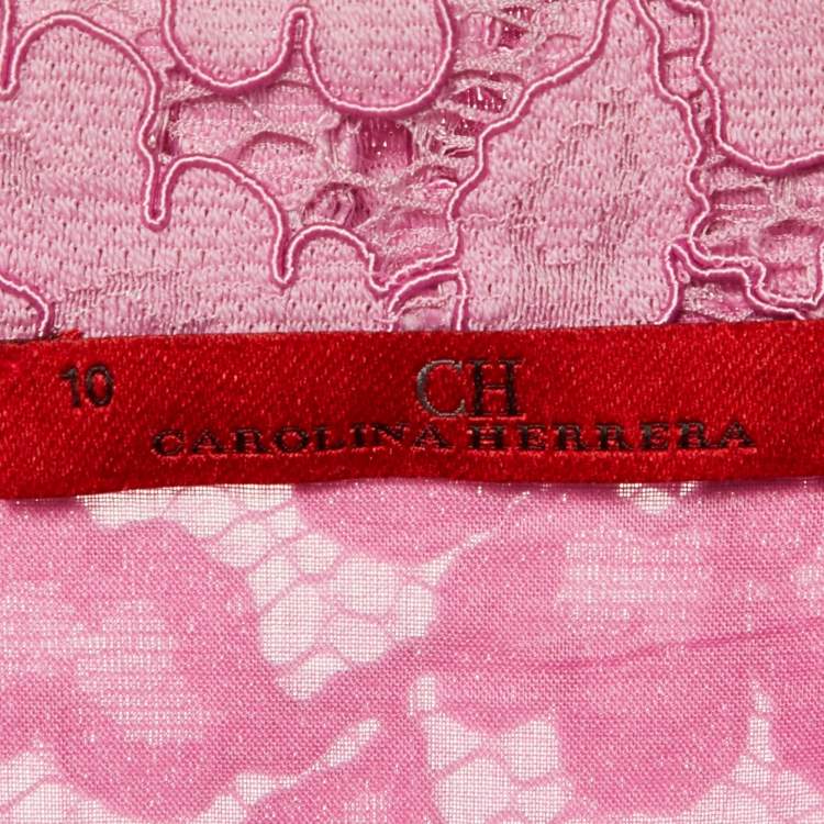 Pre Owned CH Carolina Herrera Kids Pink Lace Bow Detail Dress Size 10 Yrs