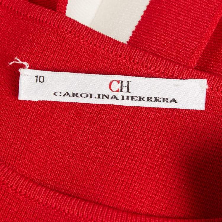 Pre Owned CH Carolina Herrera Kids Red Stretch Knit Pleated Dress 10 Yrs 