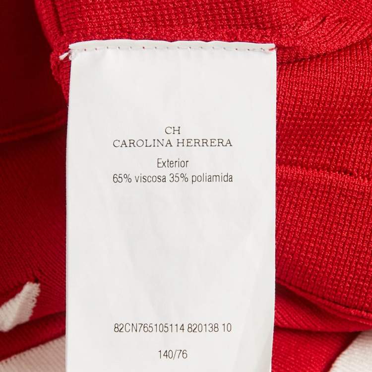 Pre Owned CH Carolina Herrera Kids Red Stretch Knit Pleated Dress 10 Yrs 