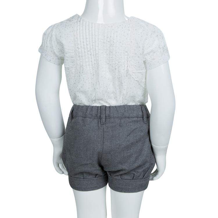 Pre Owned Chloe Grey Textured Cotton Shorts 18 Months