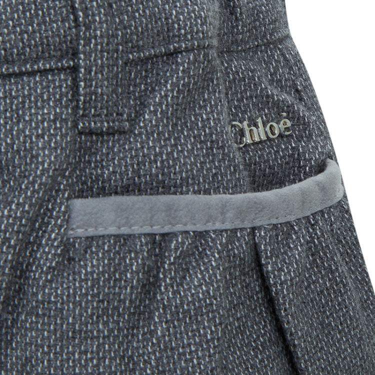 Pre Owned Chloe Grey Textured Cotton Shorts 18 Months