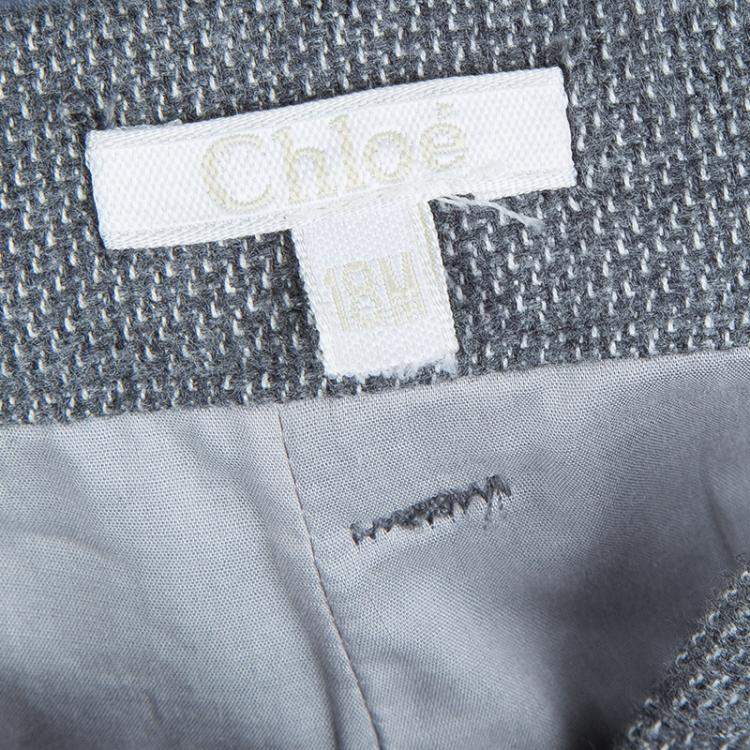Pre Owned Chloe Grey Textured Cotton Shorts 18 Months