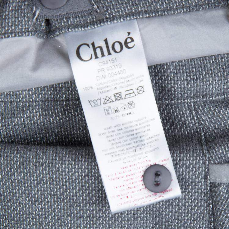 Pre Owned Chloe Grey Textured Cotton Shorts 18 Months