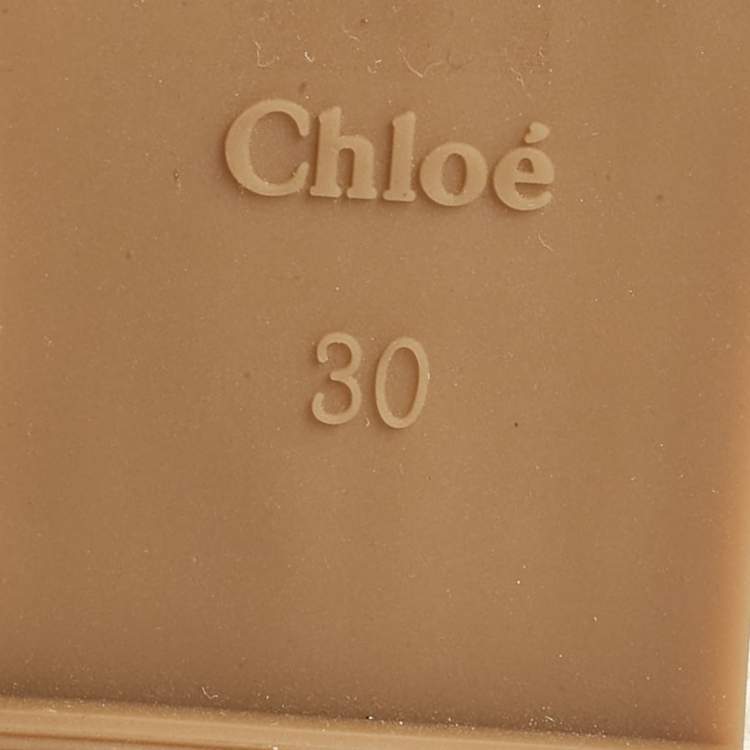 Pre Owned Chloé White/Brown Printed Fabric Woody Espadrille Flats Size 30 (kids)