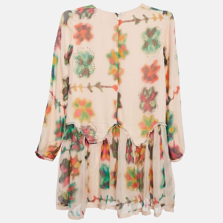 Pre Owned Chloe Multicolor Abstract Print Silk Sequin Detail Dress 10 Yrs