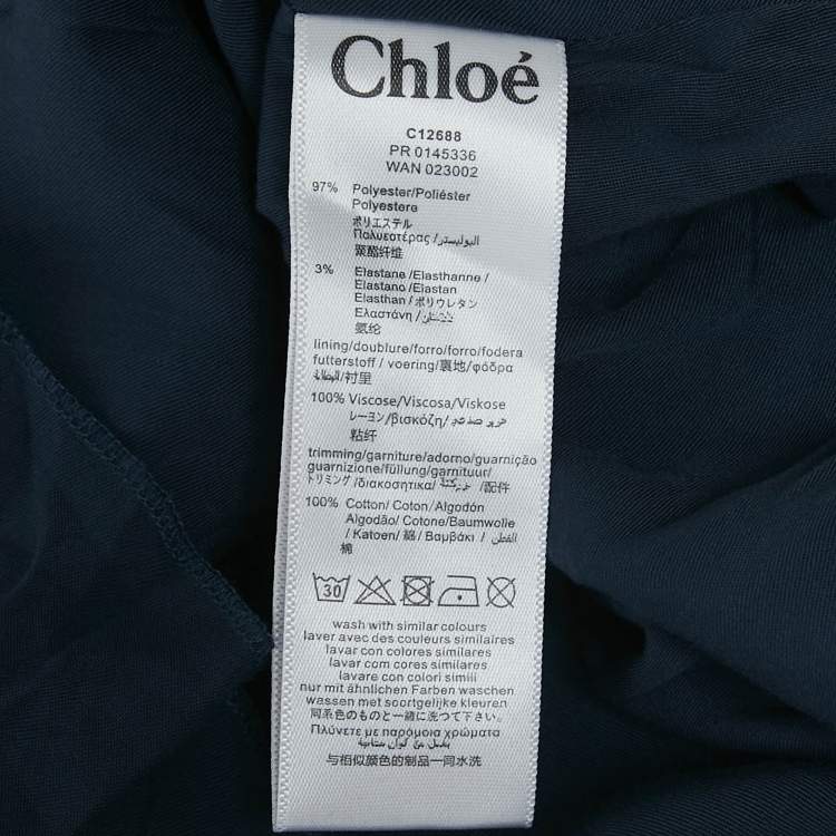 Pre Owned Chloe Blue Crepe Ruffled Lace Overlay Detail Dress 10 Yrs
