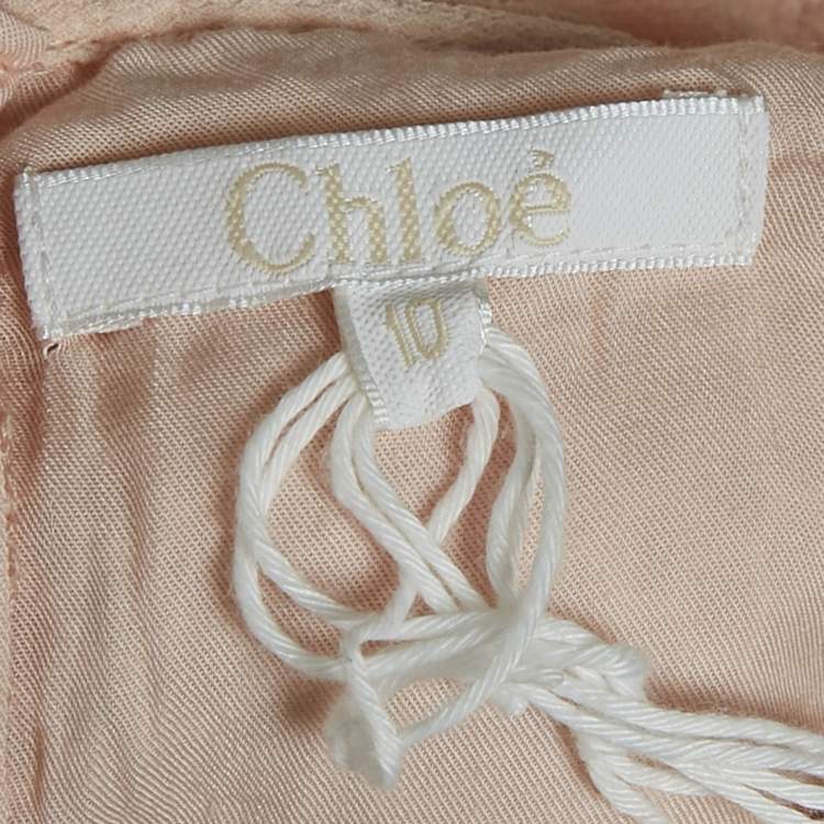 Pre Owned Chloe Kids Pink Lace Trim Gauze Ruffled Trim Blouse 10 Yrs 