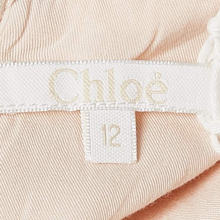 Pre Owned Chloe Light Orange Sequin Detail Silk Cut-Out Dress 12 Yrs