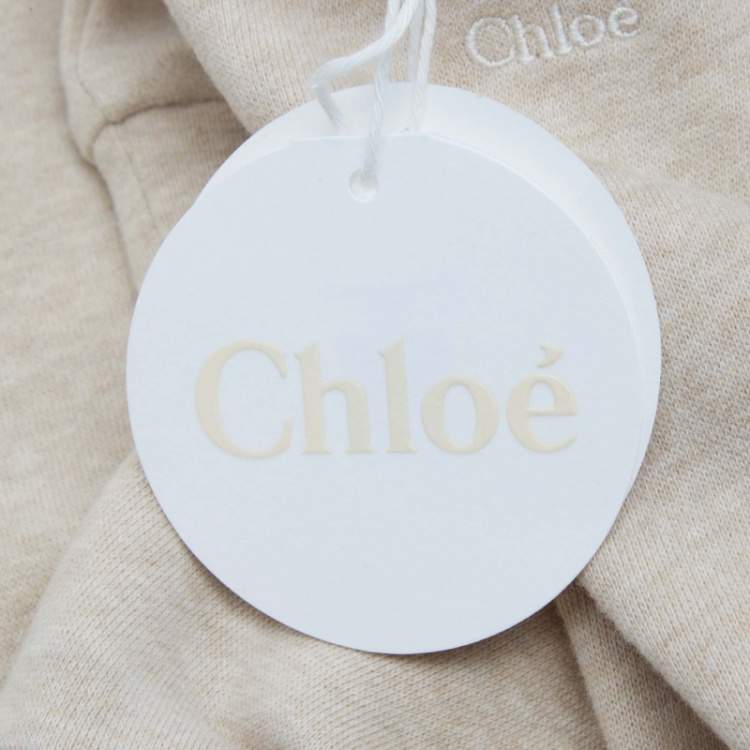 Pre Owned Chloe Kids Beige Lace Trim Collar Cotton Top and Pants Set 12M