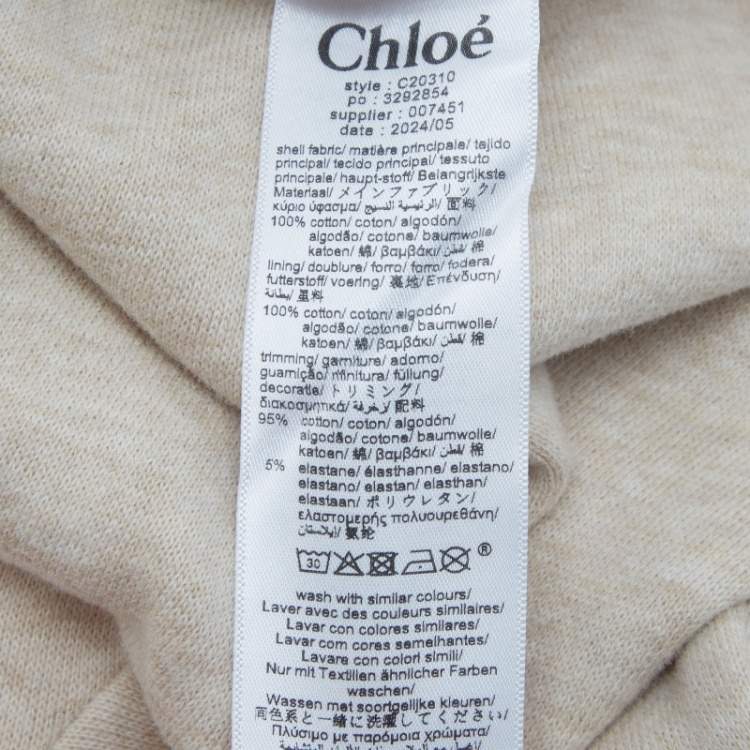 Pre Owned Chloe Kids Beige Lace Trim Collar Cotton Top and Pants Set 12M