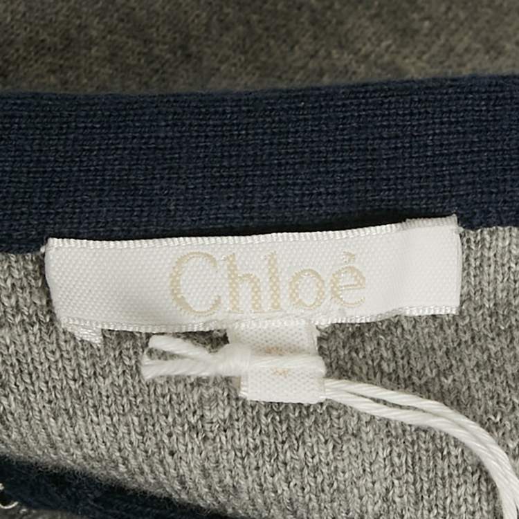 Pre Owned Chloé Kids Grey Knit Crossover Jacket 6Yrs