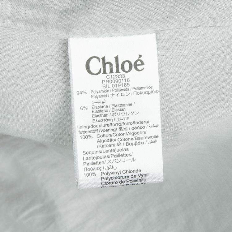 Pre Owned Chloe Silver Ombré All Over Sequin Embellished Short Sleeve Dress 10 Yrs