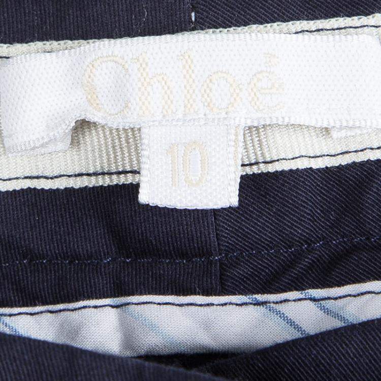 Pre Owned Chloe Navy Blue Pocket Flap Detail Trousers 10 Yrs