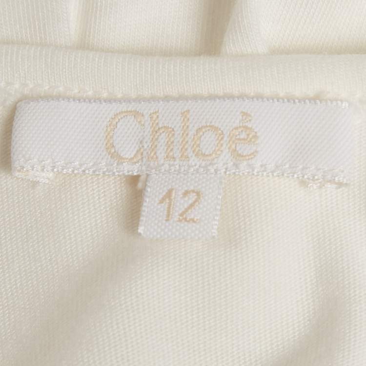 Pre Owned Chloe Kids White Logo Sequin Tank Top 12 Yrs 
