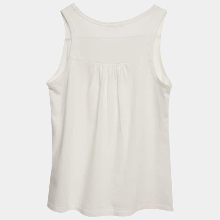 Pre Owned Chloe Kids White Logo Sequin Tank Top 12 Yrs 