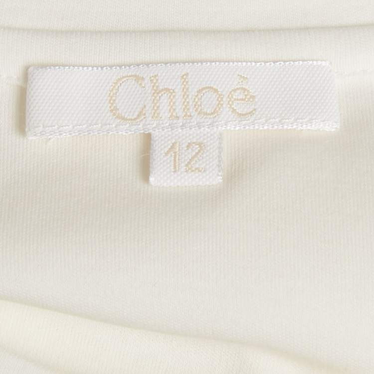 Pre Owned Chloe Kids White Printed Jersey T-Shirt 12 Yrs 