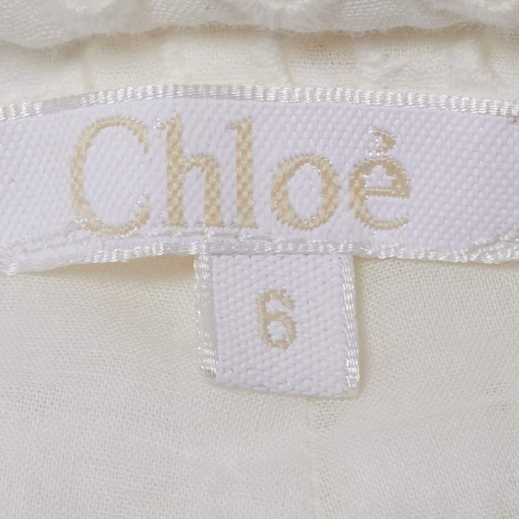 Pre Owned Chloe Kids White Broderie Anglaise Cotton Shorts 6Yrs