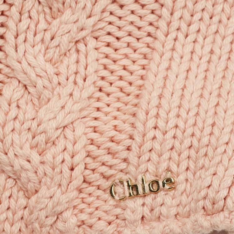 Pre Owned Chloé Kids Pink Cable Knit Hooded Sweater 6M