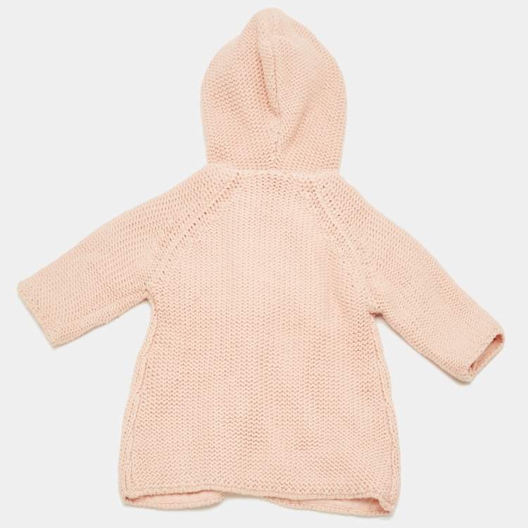 Pre Owned Chloé Kids Pink Cable Knit Hooded Sweater 6M