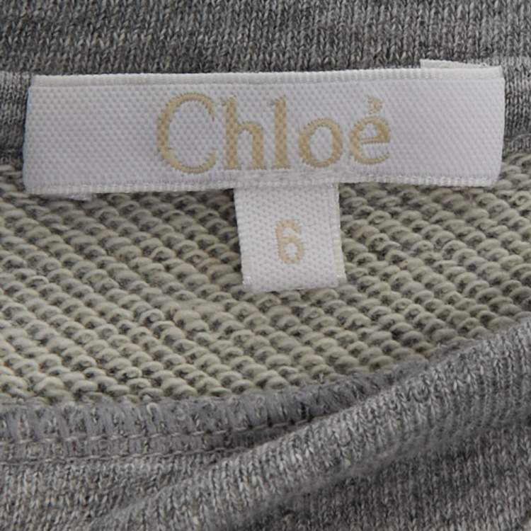مملوكة مسبقًا Chloe Kids Grey Logo Embroidered Cotton Sweatpants Set 6 Yrs