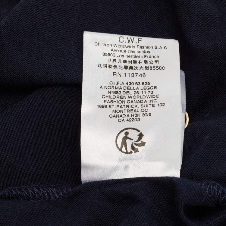 Pre Owned Chloé Kids Navy Blue Logo Embroidered Jersey Top 6Yrs 
