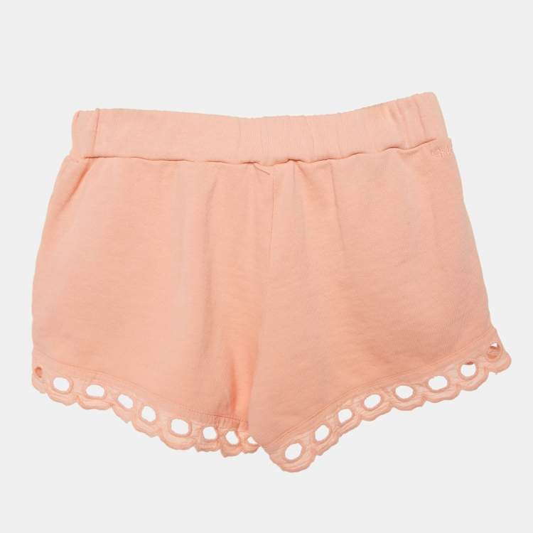 Pre Owned Chloe Kids Orange Lace Inserts Cotton Shorts 6Yrs 