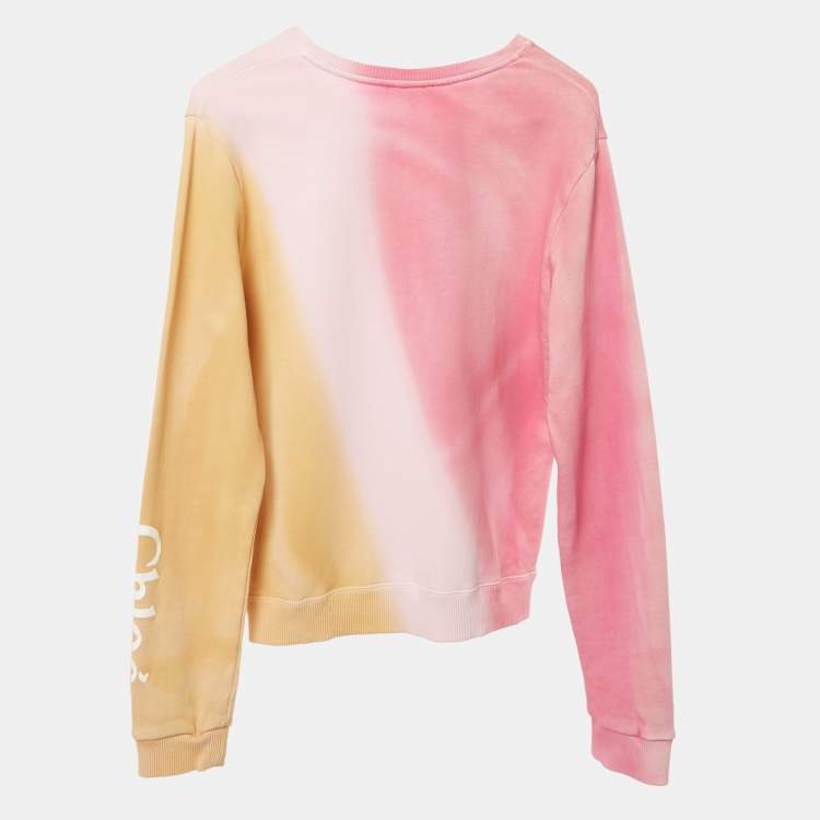 Pre Owned Chloe Pink/Yellow Dyed Cotton Knit Sweatshirt 14Yrs