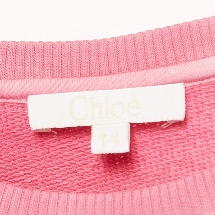 Pre Owned Chloe Pink/Yellow Dyed Cotton Knit Sweatshirt 14Yrs