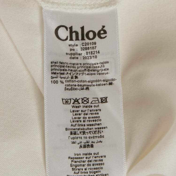 مملوكة مسبقًا Chloe White Logo Cutout Detail Cotton Knit Top 14 Years